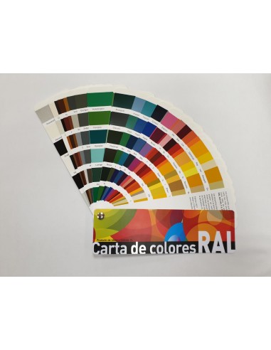 Carta de colores RAL con los colores más usados en industria y pintura